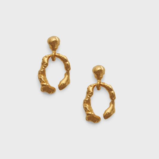 Coral Earrings, Gold Plated