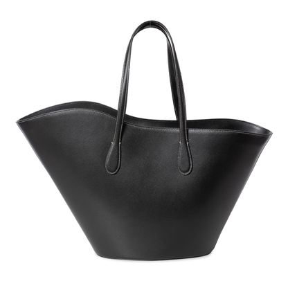 Open Tulip Tote Large, Black Grained