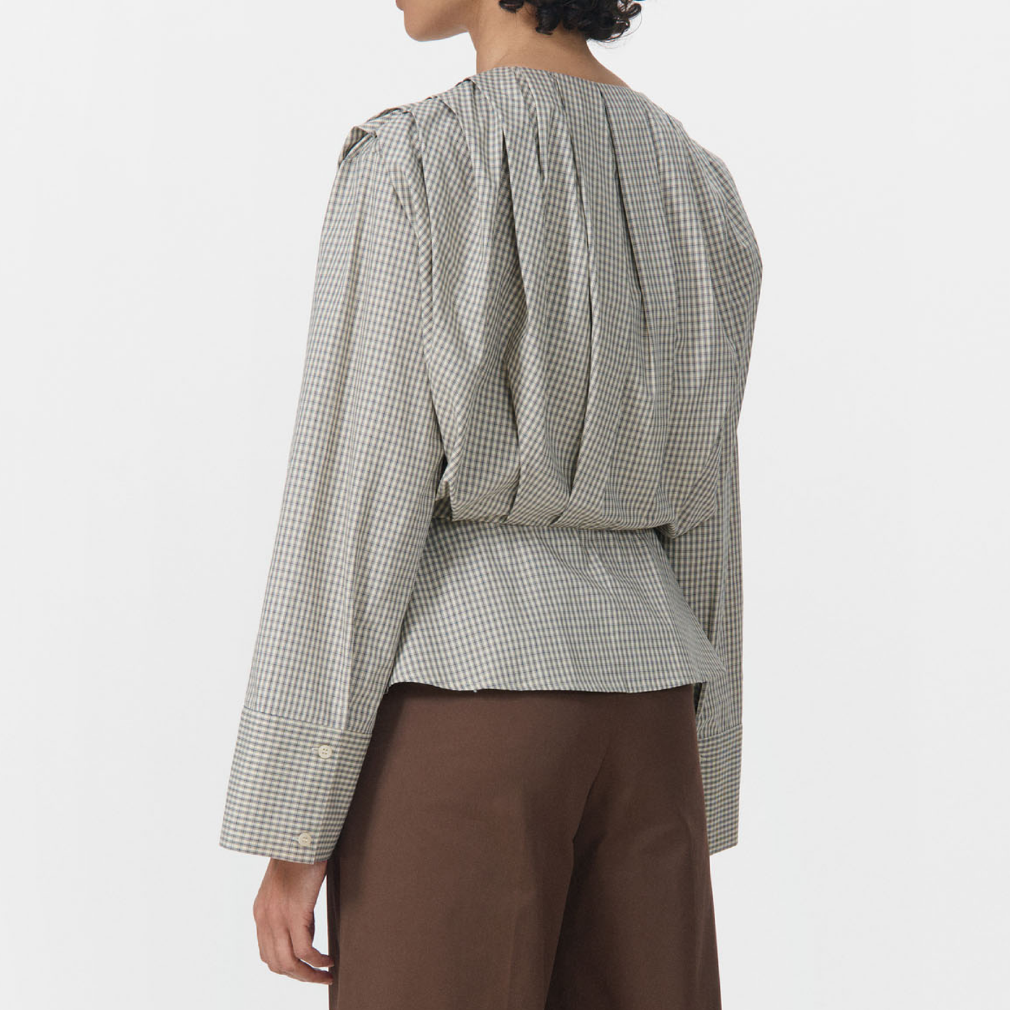 Etta Blouse, Beige Check