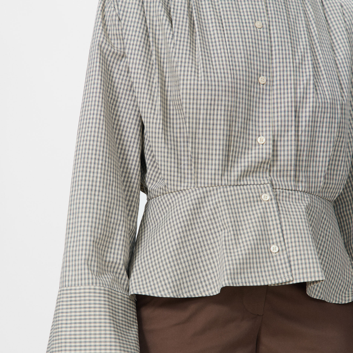 Etta Blouse, Beige Check