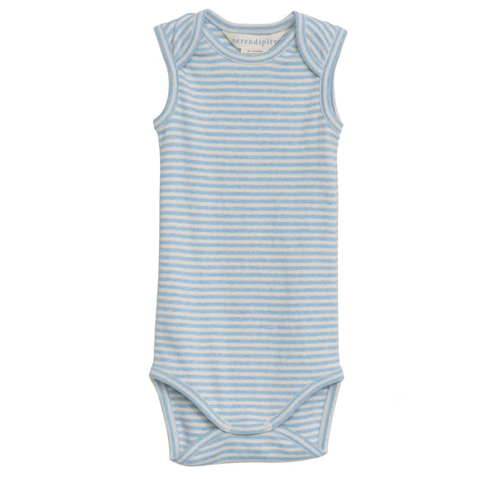 Baby Tank Body Stripe, Aqua/Offwhite