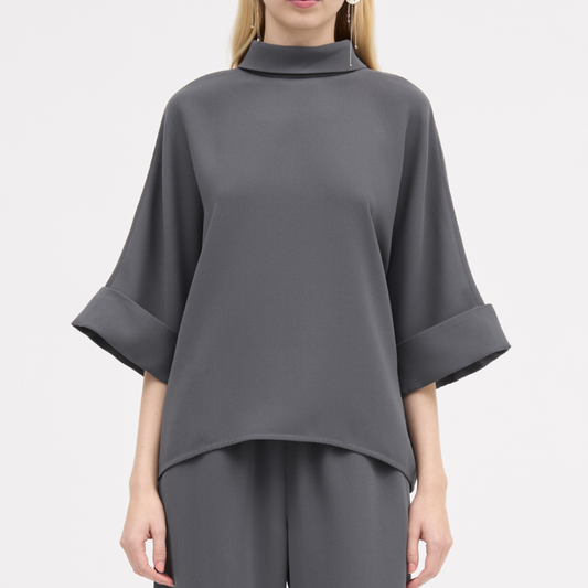 Bailee Crepe Georgette Top, Anthracit
