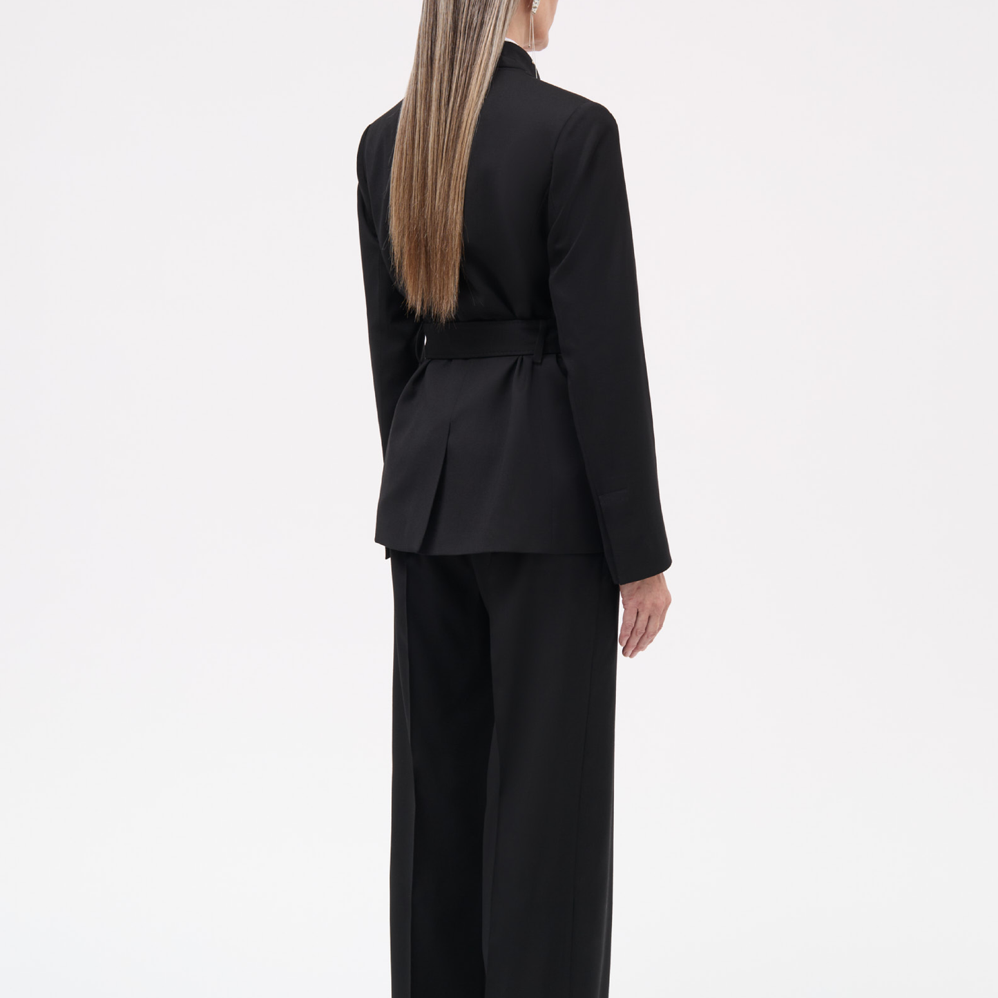 Judy Thin Solid Wool Blazer, Black