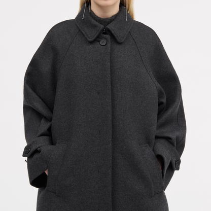 Caro Two Layered Wool Coat, Dark Grey