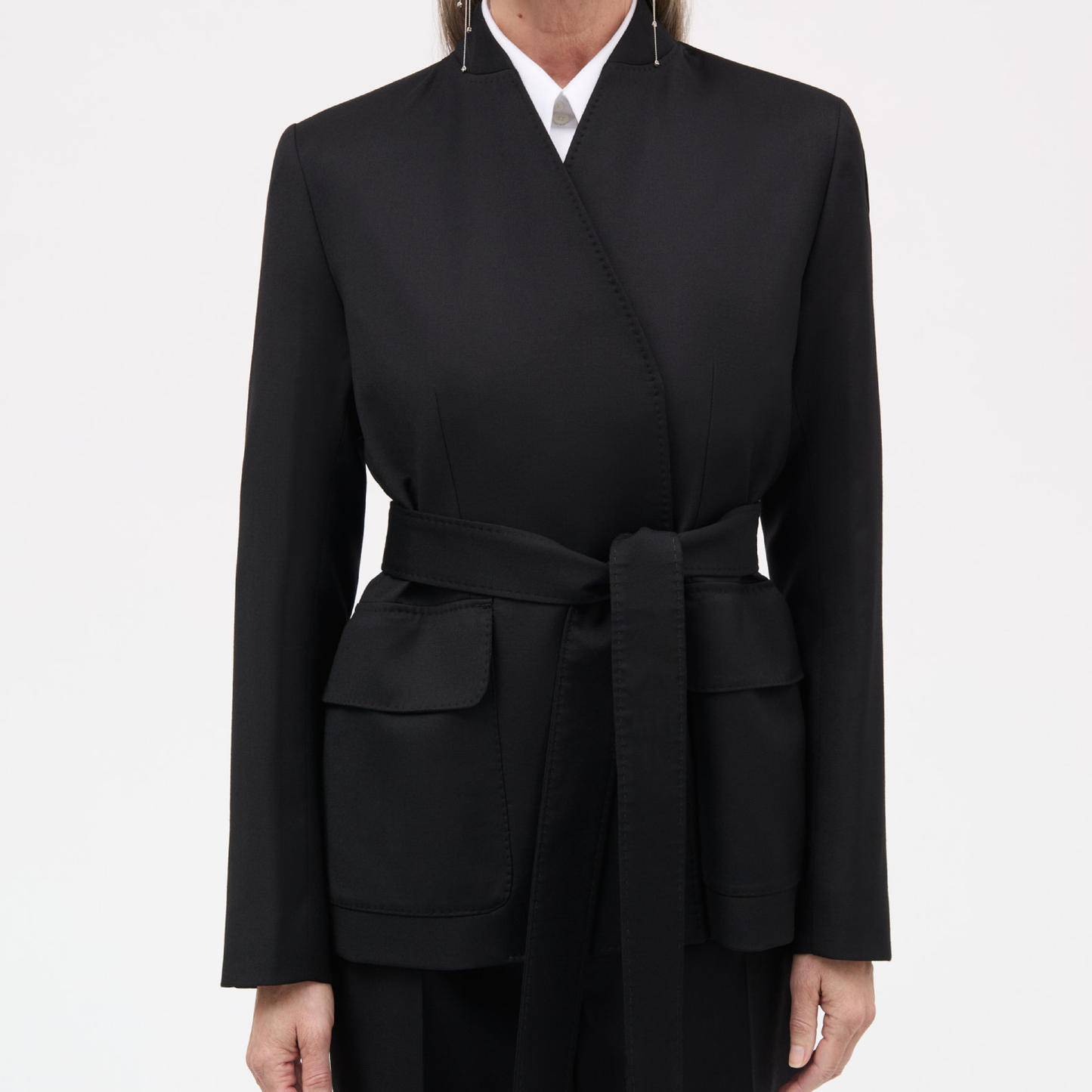 Judy Thin Solid Wool Blazer, Black