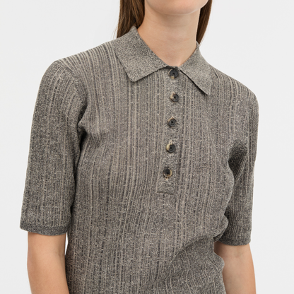 Kassandra Thin Rib Knit, Salt & Pepper