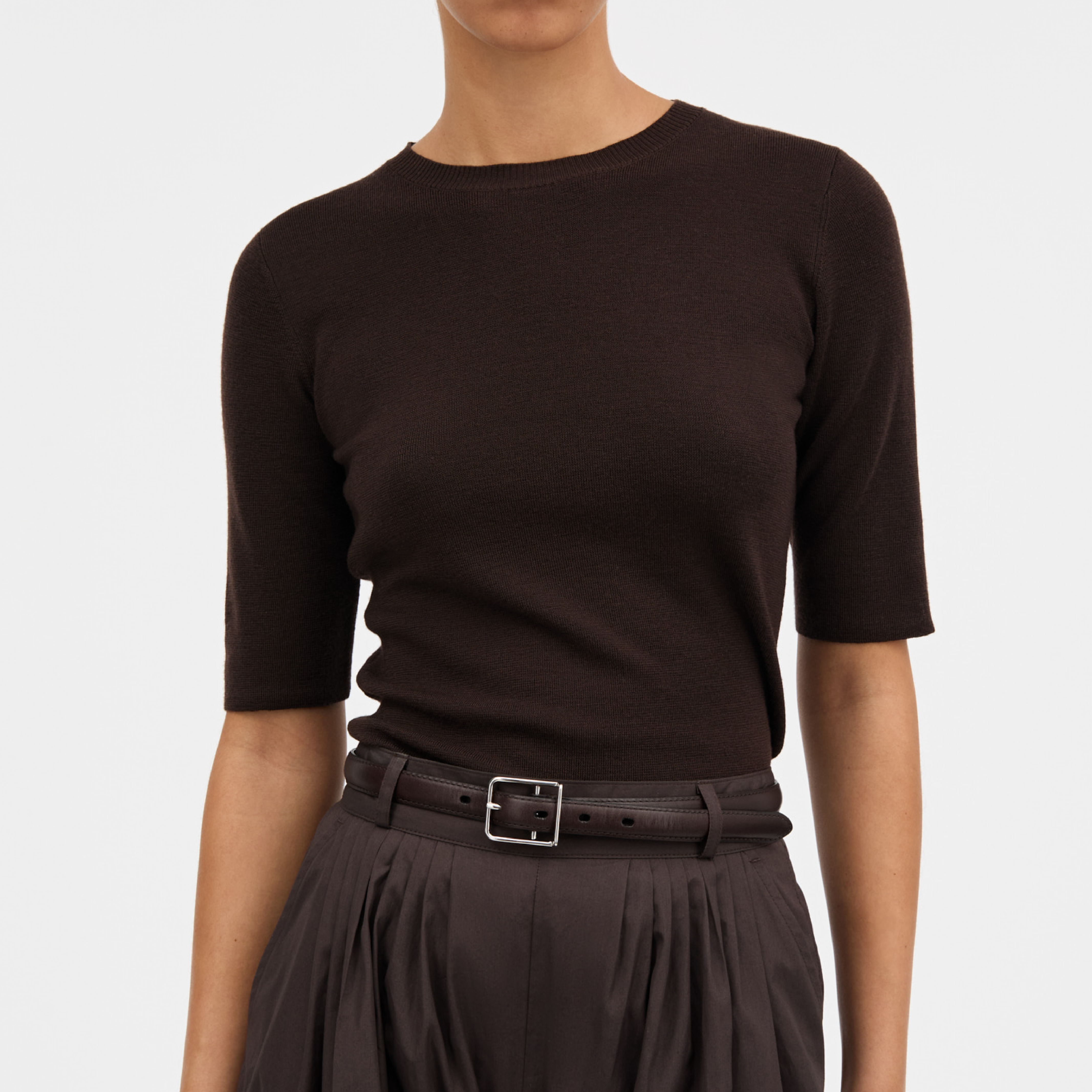 Kamina Merino T-shirt, Dark Brown