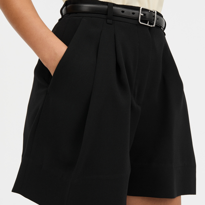 Prisk Crepe Georgette Shorts, Black