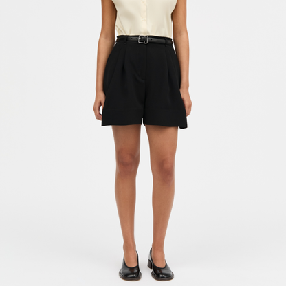 Prisk Crepe Georgette Shorts, Black