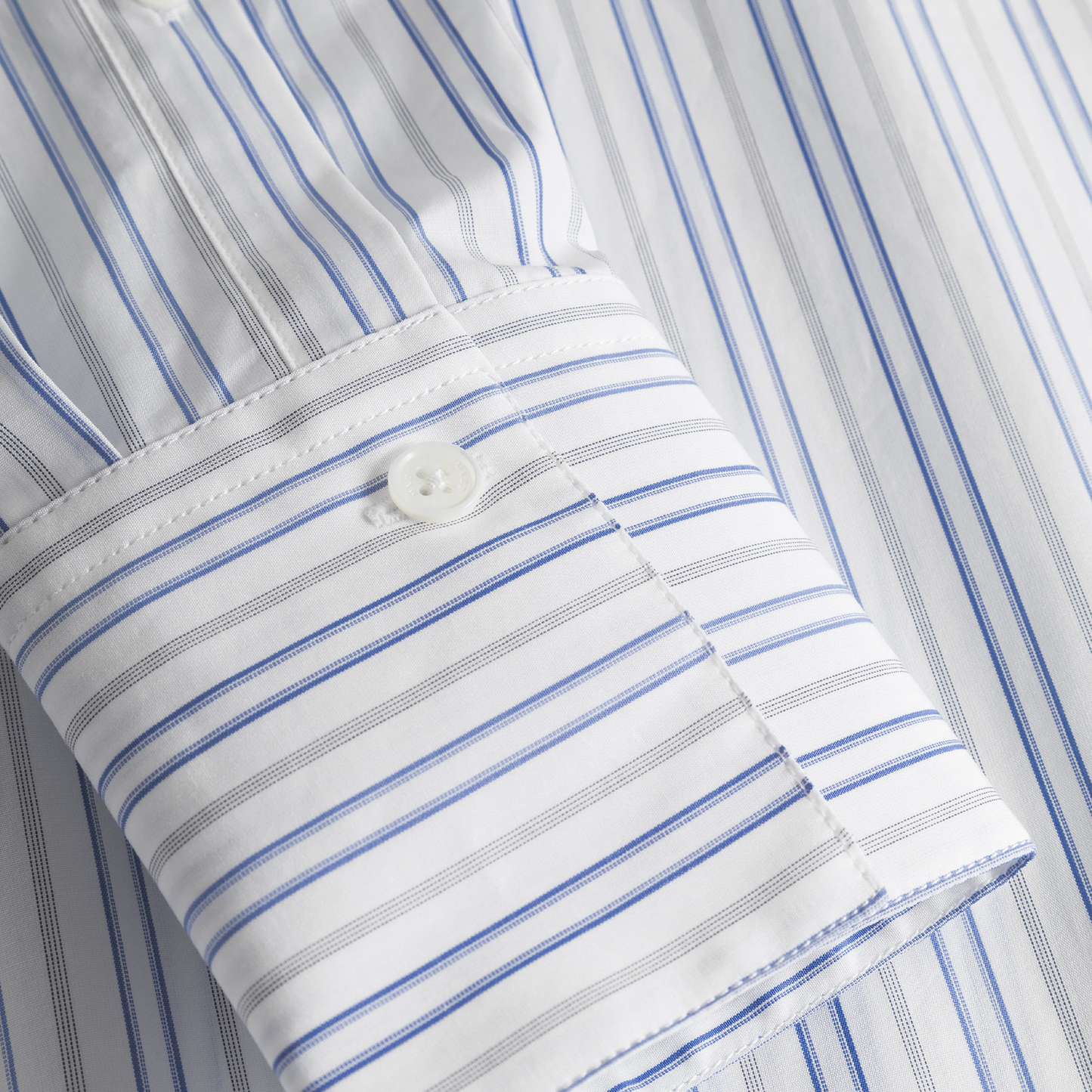 Bertine Striped Poplin Skjorte, Blue Stripe