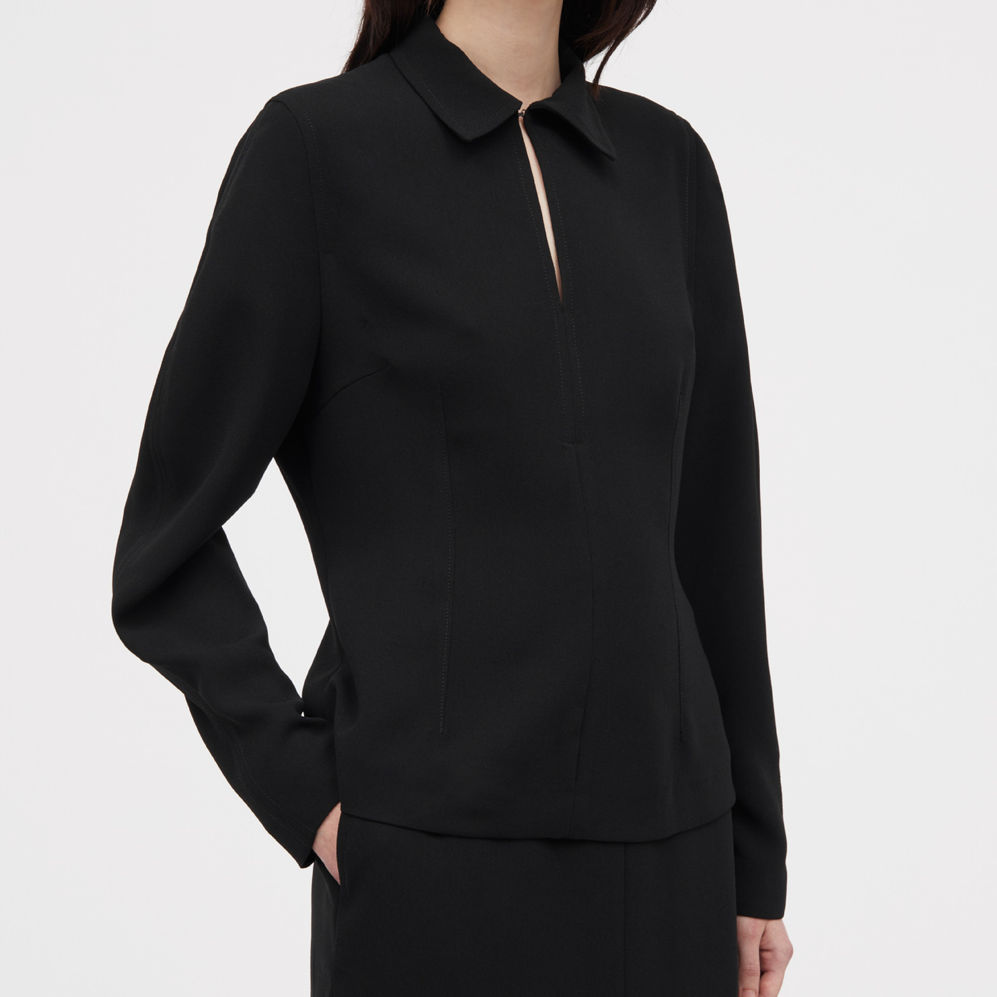 Brisa Crepe Georgette Skjorte, Sort