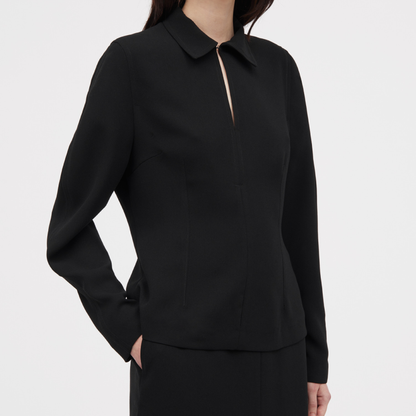 Brisa Crepe Georgette Skjorte, Sort