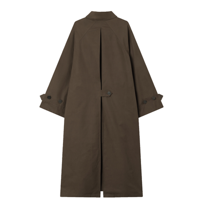 Caro Half Panama Cotton Coat, Dark Brown
