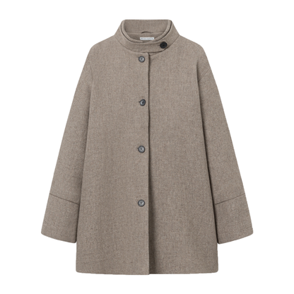 Julia Textured Wool Coat, Warm Grey Melange