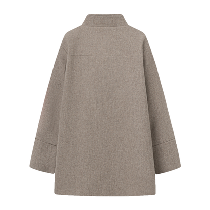 Julia Textured Wool Coat, Warm Grey Melange