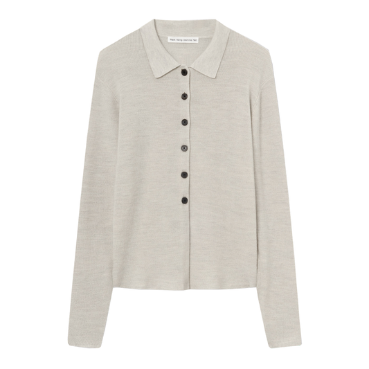 Korine Merino Polo, Light Grey Melange