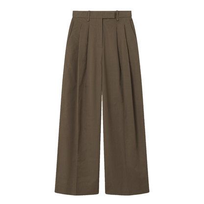 Pemma Half Panama Cotton Pants, Dark Brown 