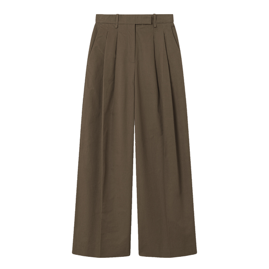 Pemma Half Panama Cotton Pants, Dark Brown 