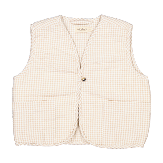 Jeva Cotton Seersucker Vest, Grey Sand Gingham