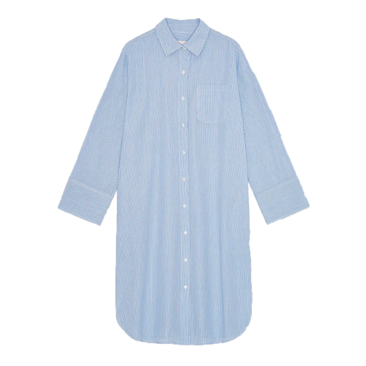 Athena Shirtdress Stripe, White/Heaven Blue