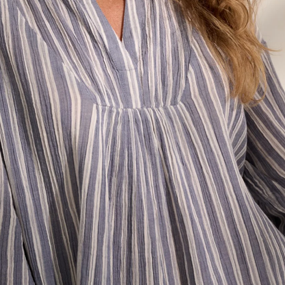 Simple Top Stripe, Sea Blue/Ecru