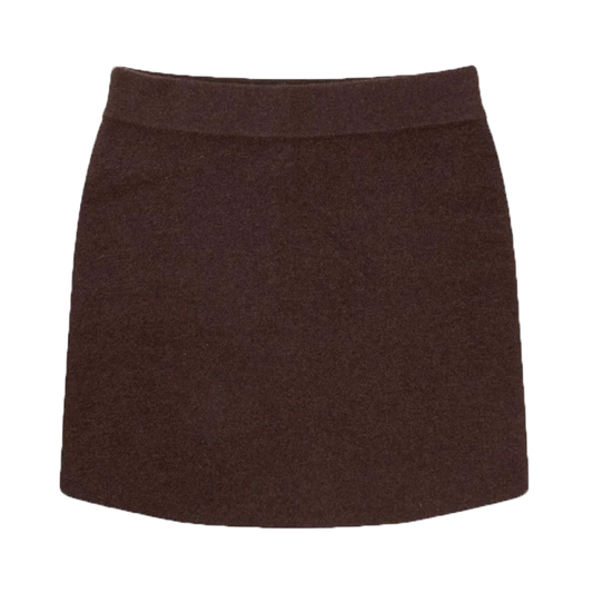 Womens Cashmere Mini Skirt, Black Truffle