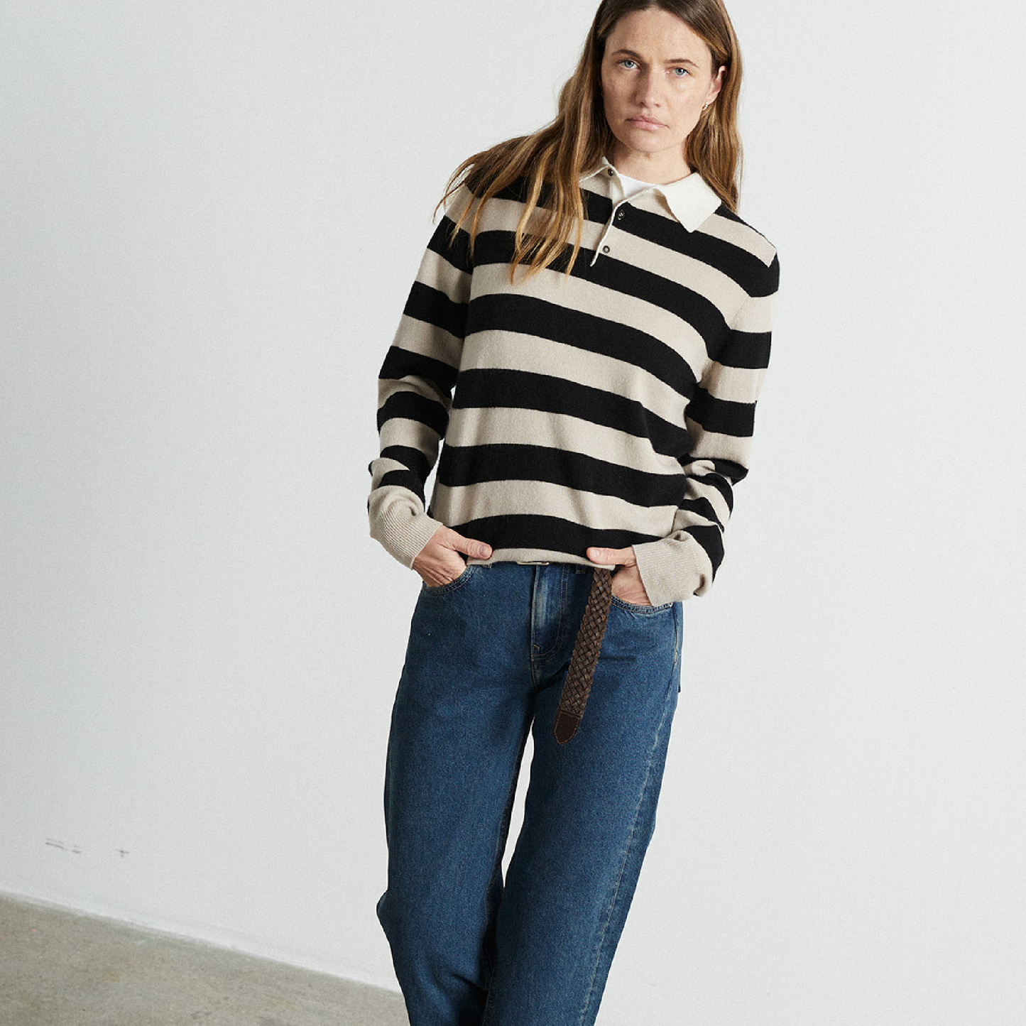 Original Cashmere Polo, Thick Stripe
