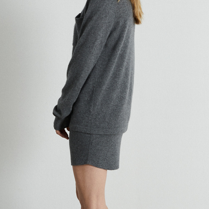Women's Cashmere Mini Skirt, Heather Grey