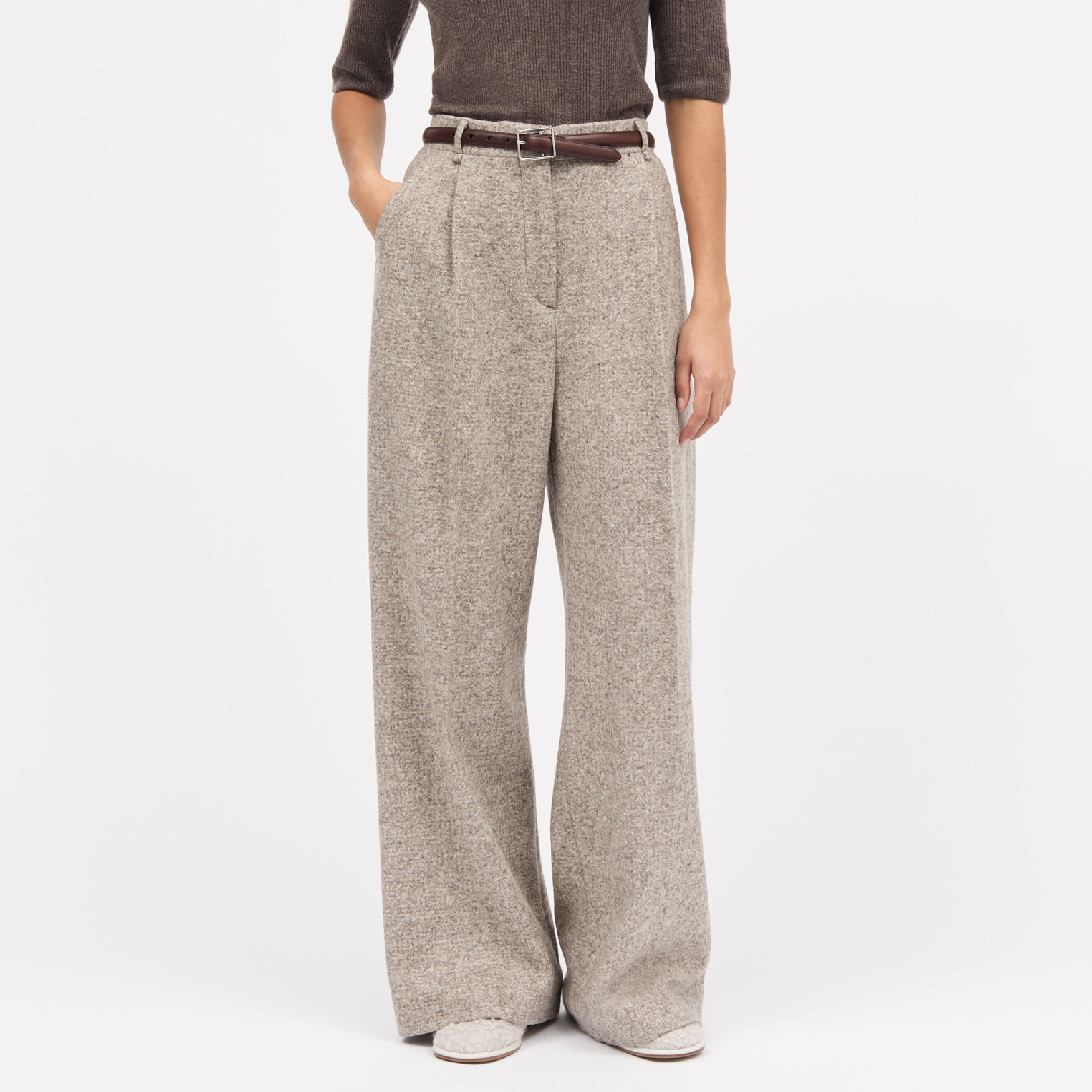 Pirka Knitted Wool Bukser, Mink Melange