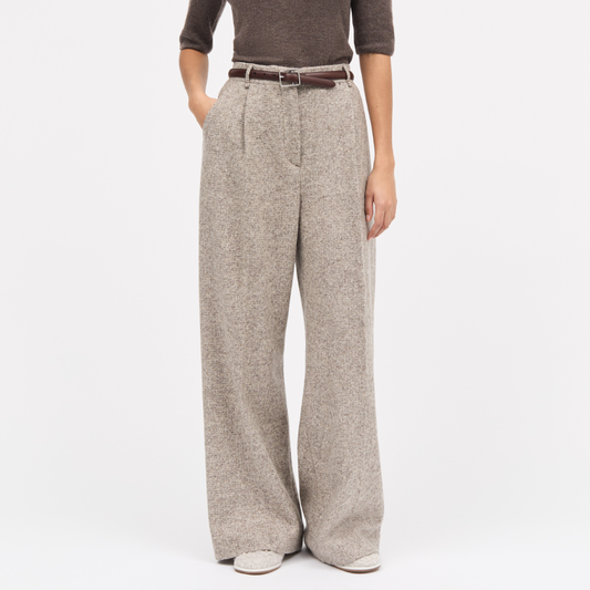 Pirka Knitted Wool Bukser, Mink Melange