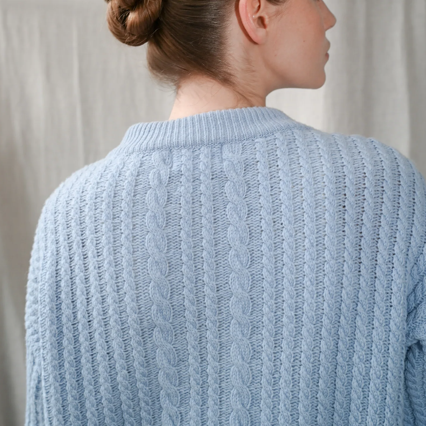 Gertrud Cable Sweater, Light Blue