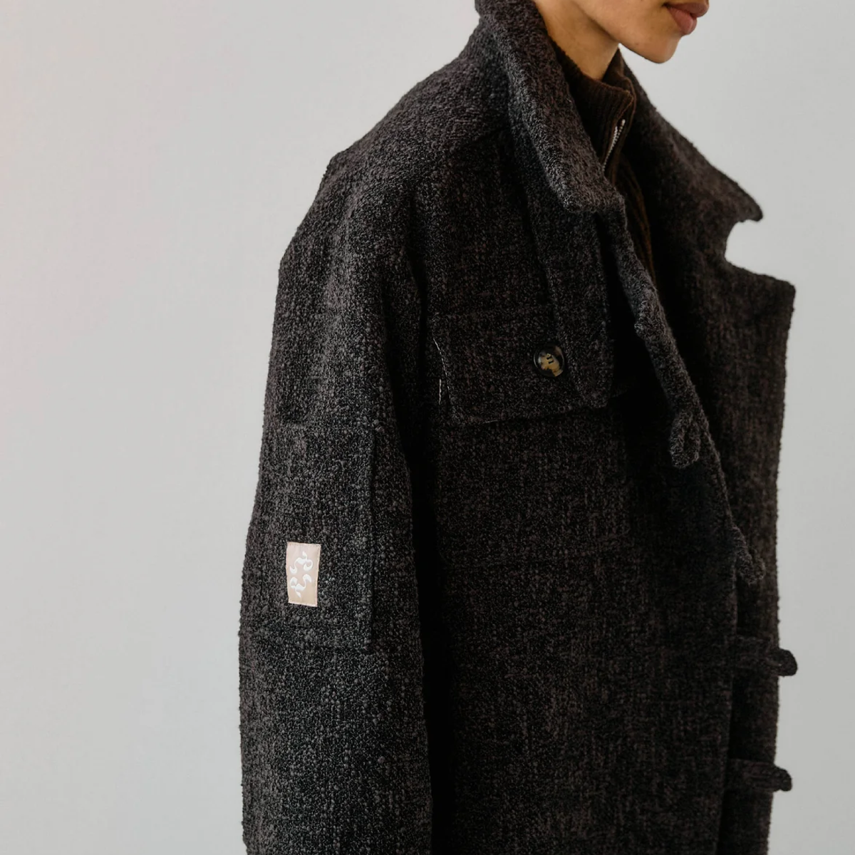 Betty Boucle Wool Coat, Ash