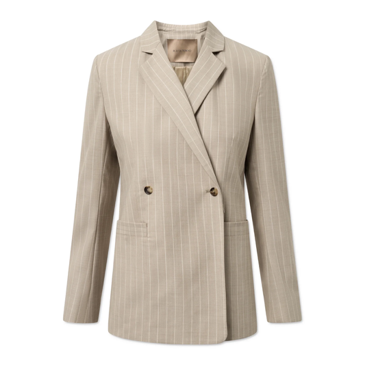 Caj Wool Linen Blazer, Striped Sand