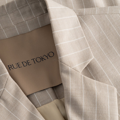 Caj Wool Linen Blazer, Striped Sand