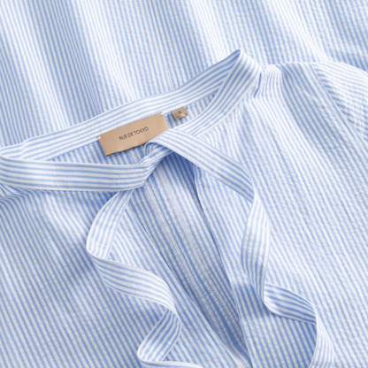 Darletta Soft Cotton Kjole, White & Light Blue Stripe