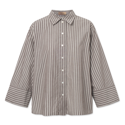 Shina Soft Poplin Stripe, Brown Stripe