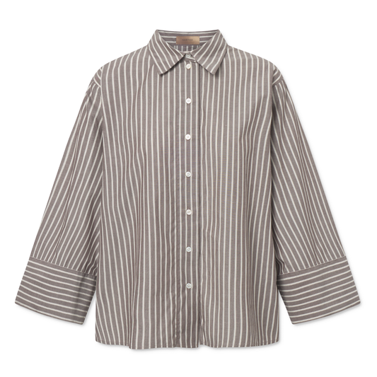 Shina Soft Poplin Stripe, Brown Stripe