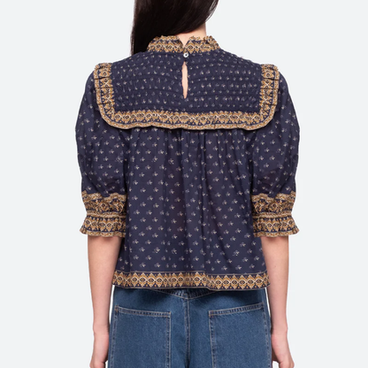 Arlita Print Puff Skjorte, Navy