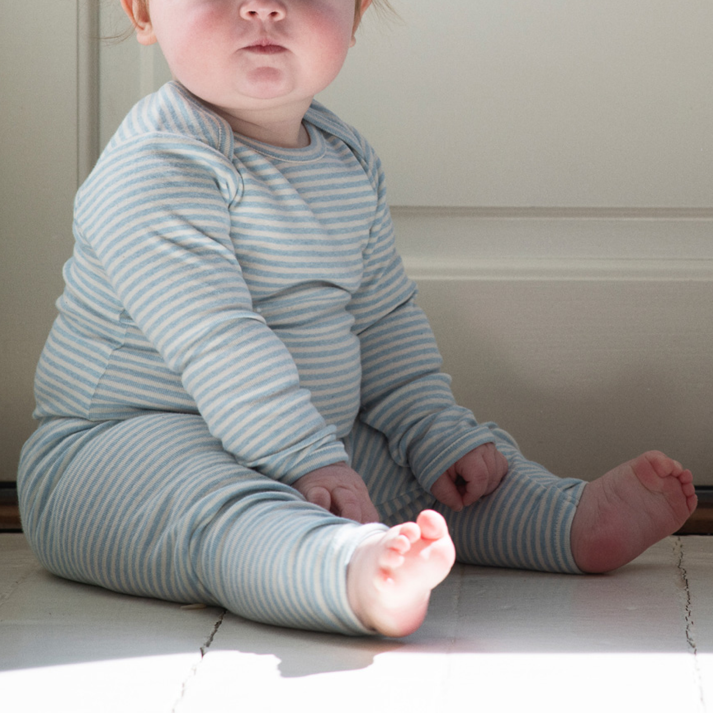 Baby Body Stripe, Aqua/Ecru