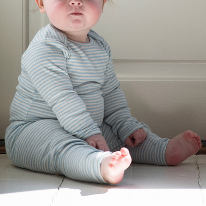Baby Body Stripe, Aqua/Ecru