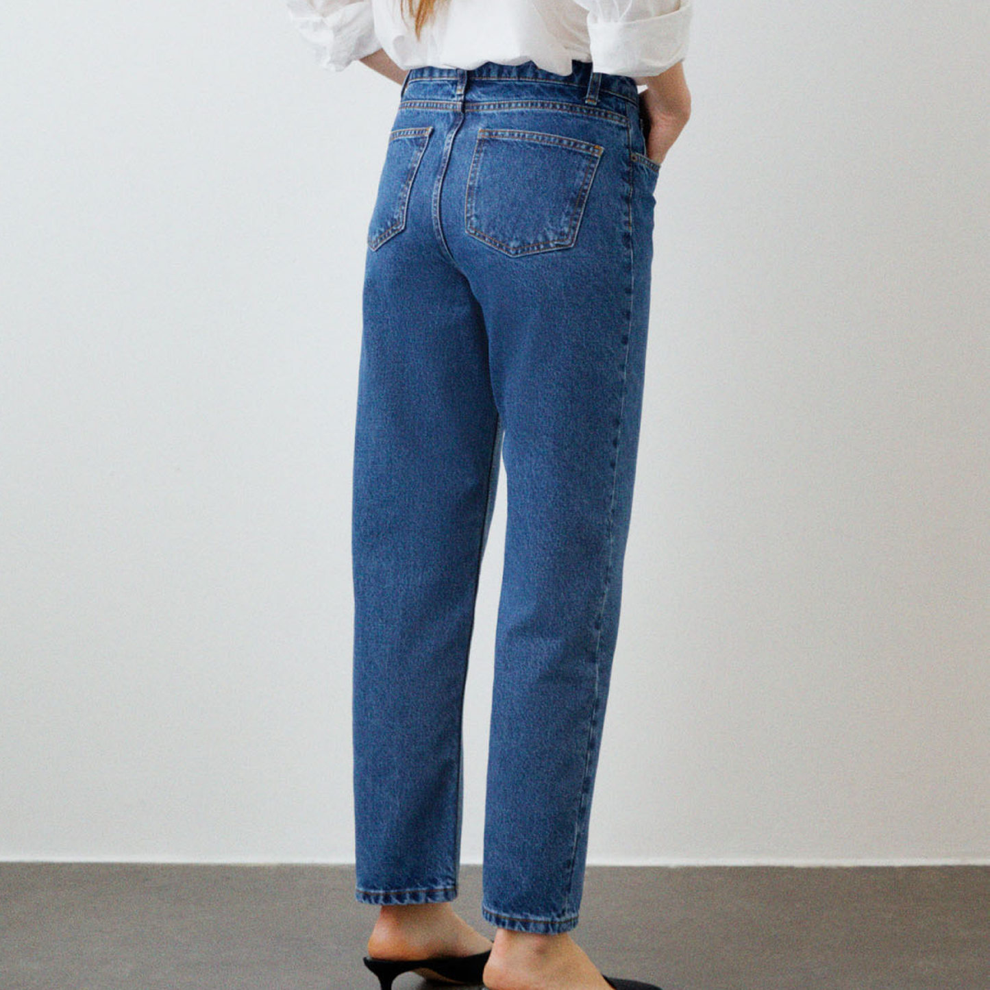 Allison Cropped Jeans, Mid Blue Denim