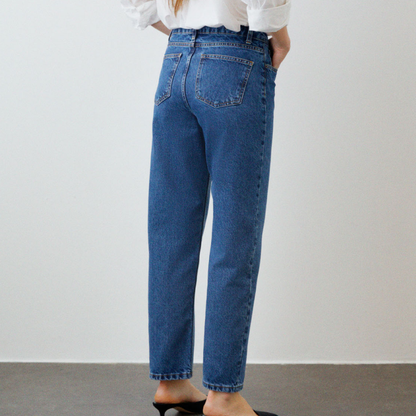 Allison Cropped Jeans, Mid Blue Denim