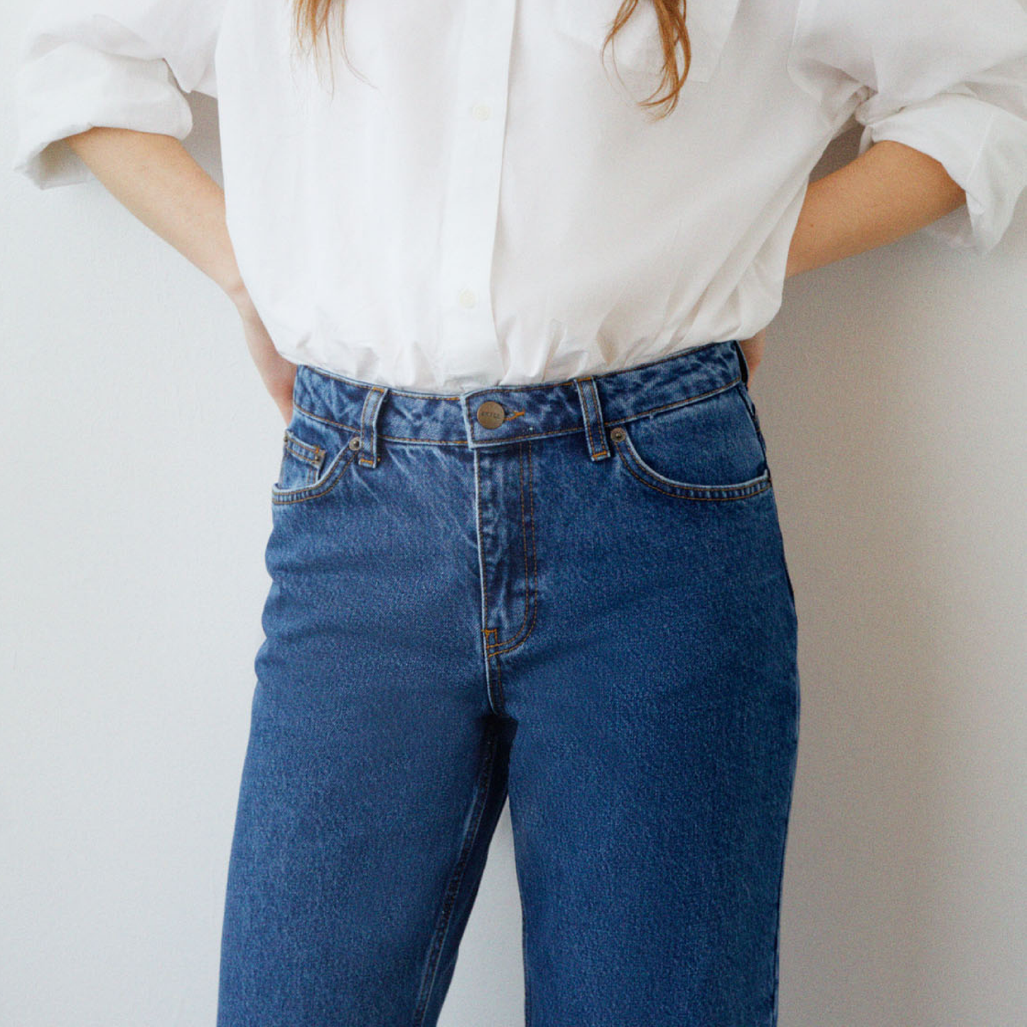 Allison Cropped Jeans, Mid Blue Denim