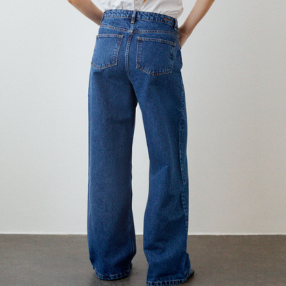 Willow Wide Leg Jeans, Mid Blue Denim