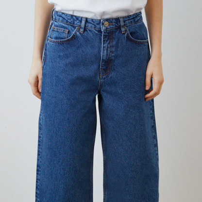 Willow Wide Leg Jeans, Mid Blue Denim