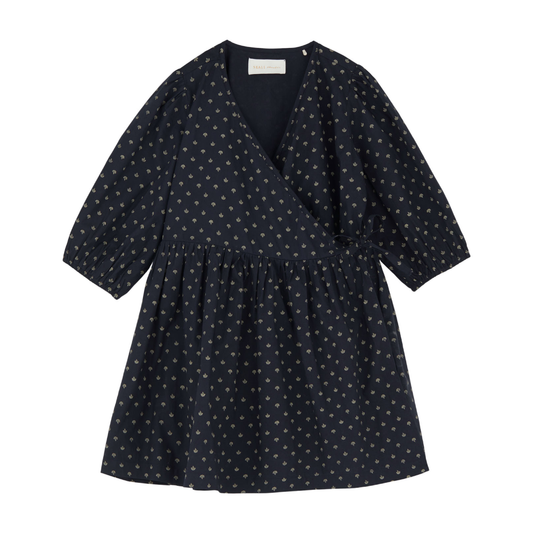 Saga Kjole, Alistair Print Midnight/Beige