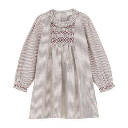 Sara Kjole, Light Cream/Dark Burgundy Stripe