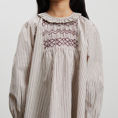 Sara Kjole, Light Cream/Dark Burgundy Stripe