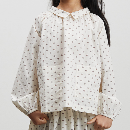 Winnifred Skjorte, Alistair Print Light Cream/Dark Burgundy
