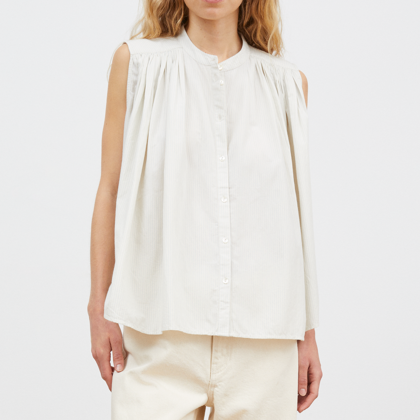 Louise Top, Light Blue/White Stripe